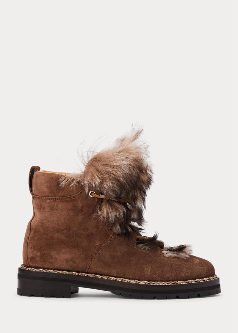 Botas Ralph Lauren Mujer Doralie Calf-Suede & Shearling Ie Chile Marrones NOATD-5973